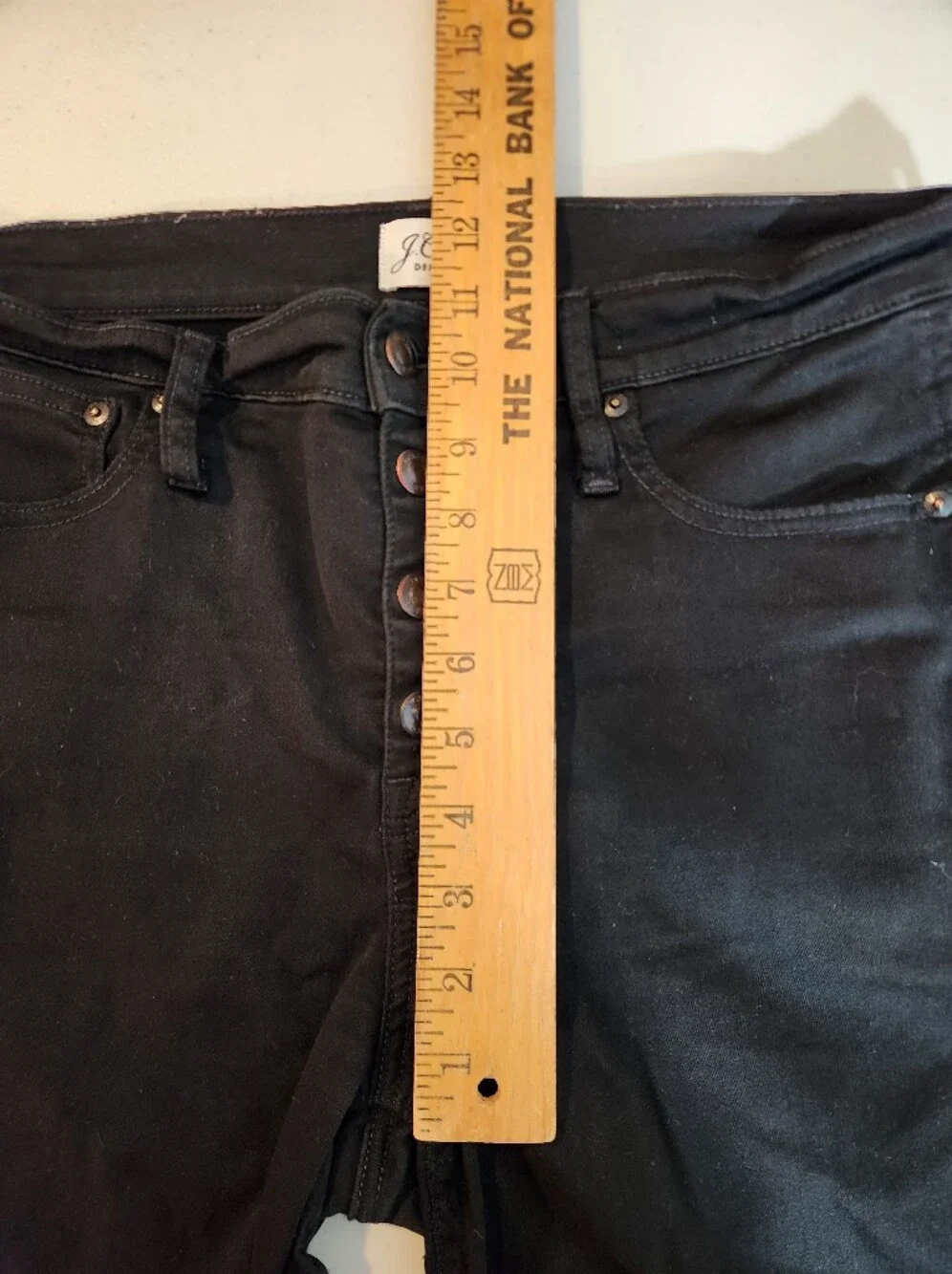 J Crew Vintage Straight High-Rise Black Denim Jeans Button-Fly Ankle Petite Leg